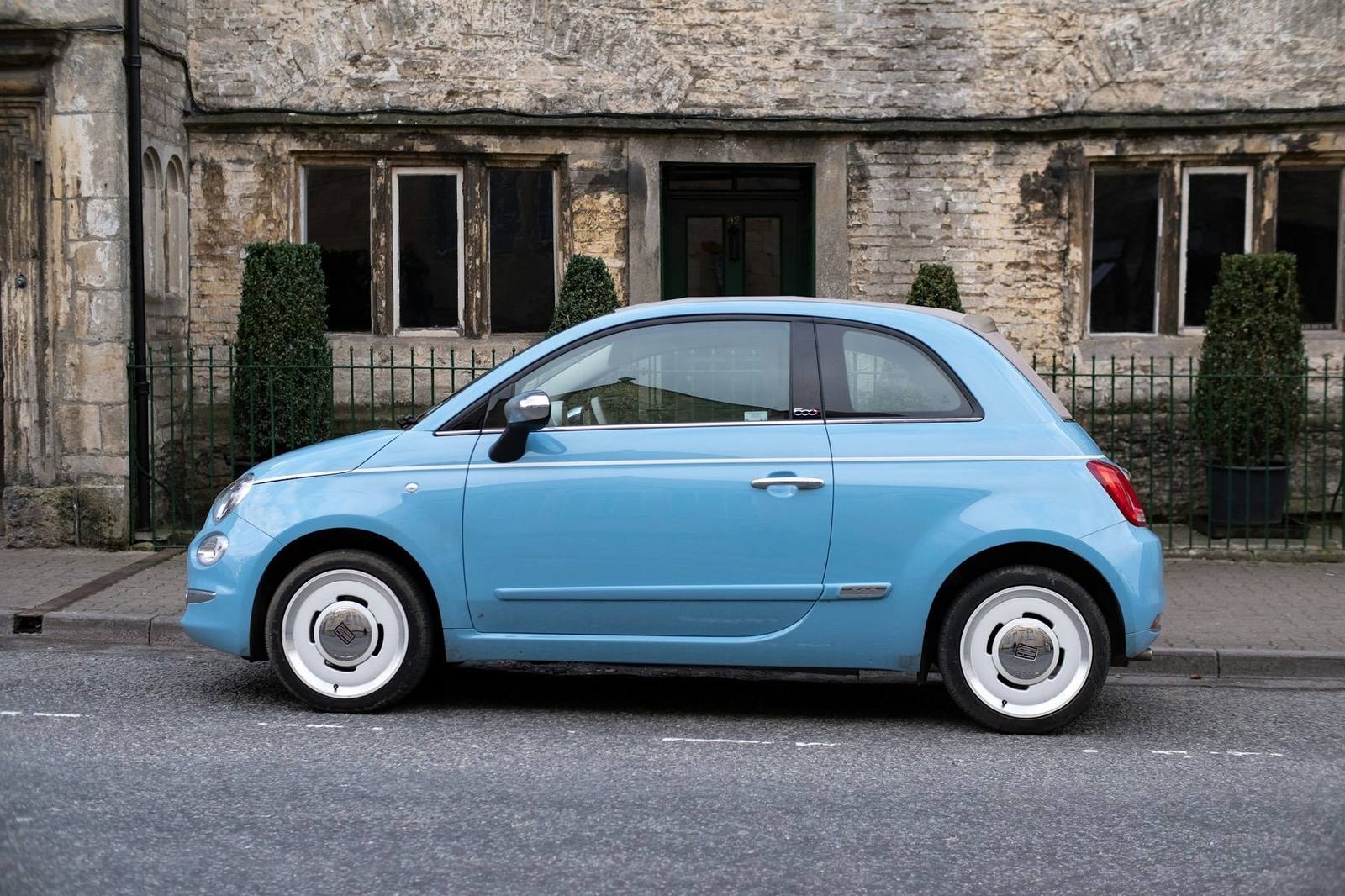 Modern Fiat 500 on a stone-built Irish street. The passenger cars Geraghty covers on local call-out